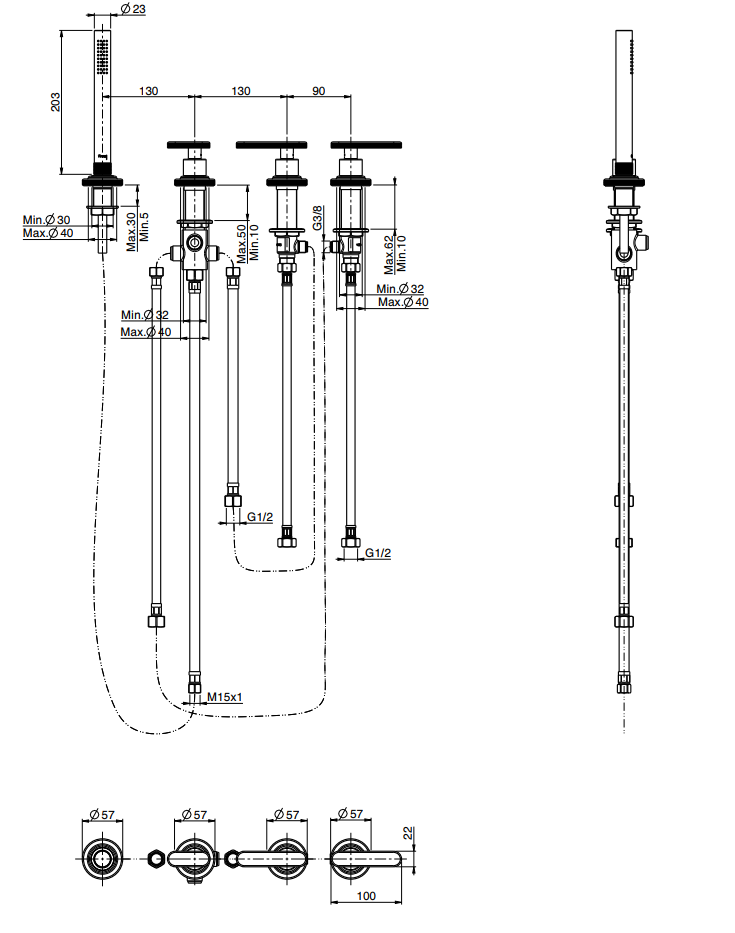 Смеситель Fima - Carlo Frattini Park Lane на горизонтальную поверхность для ванны F1324/1 ФОТО