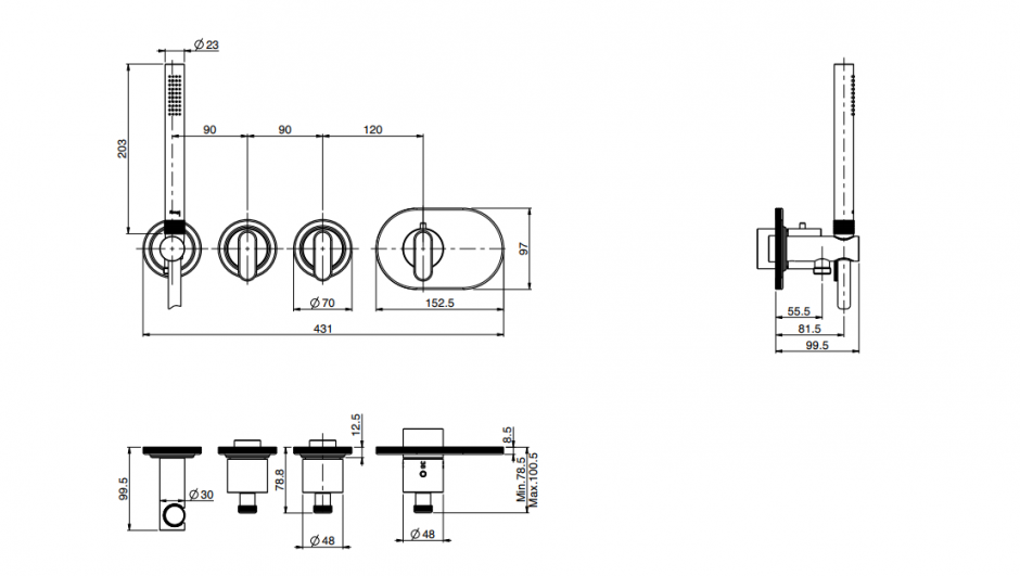 Термостатический смеситель Fima - Carlo Frattini Park Lane встраиваемый для душа F1368X2 ФОТО