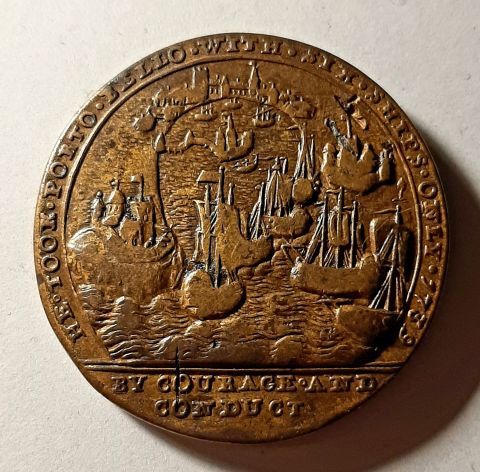 медаль 1739 Великобритания RARE Битва при Порто Белло XF