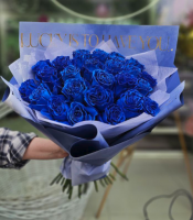 Букет из 25 роз Star Blue 60 см