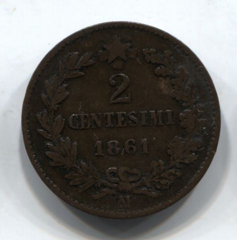 2 чентезимо 1861 Италия M