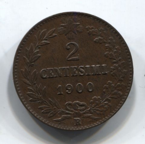 2 чентезимо 1900 AUNC Италия