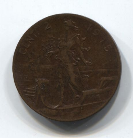 2 чентезимо 1915 Италия XF