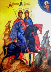 Икона Борис и Глеб благоверные князья (рукописная)