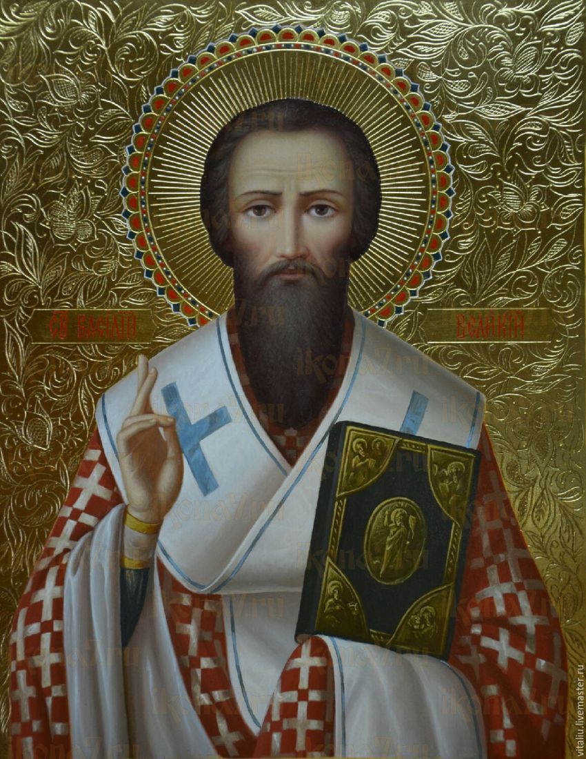 Икона Василий Великий: Духовный лидер и социальный деятель (рукописная)