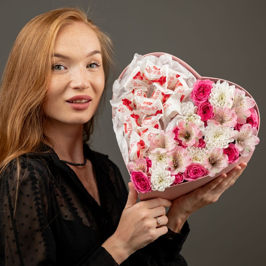 Сердце с рафаэлло размер S