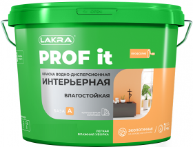 Краска Интерьерная Lakra Prof It 3кг Влагостойкая, Водно-Дисперсионная, Белая, Матовая / Лакра Проф Ит