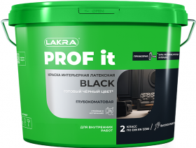 Краска Интерьерная Lakra Prof It Black 3кг Черная, Латексная, Водно-Дисперсионная для Стен и Потолков / Лакра