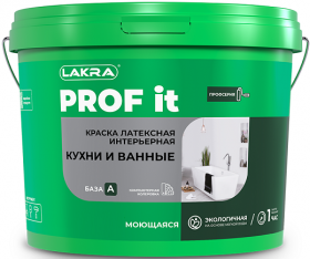 Краска для Кухни и Ванной Lakra Prof It 6кг Латексная, Влагостойкая, Моющаяся, Белая / Лакра.