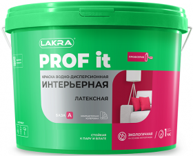 Краска Латексная Интерьерная Lakra Prof It 14кг Водно-Дисперсионная, Белая / Лакра Проф Ит