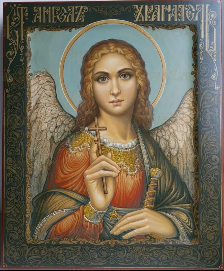 Икона Ангел Хранитель 27x31см или 30х40см (Палех премиум - авторская рукописная)