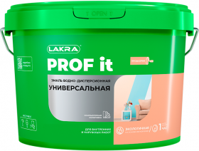 Эмаль Универсальная Lakra Prof It 0.9кг Белая, Акриловая, Матовая для Внутренних и Наружных Работ / Лакра Проф Ит