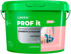 Эмаль Универсальная Lakra Prof It 2.5кг Белая, Матовая, Акриловая для Внутренних и Наружных Работ / Лакра Проф Ит.