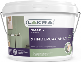 Эмаль Универсальная Lakra 2.5кг Белая, Акриловая, Матовая для Внутренних и Наружных Работ / Лакра