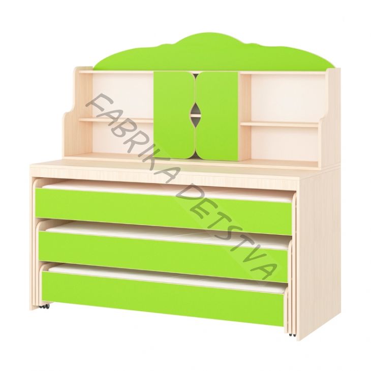 Кровать-тумба с надстройкой трехъярусная (выкатная)