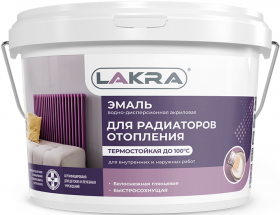 Эмаль Акриловая для Радиаторов Отопления Lakra 2.4кг Белая, Термостойкая для Внутренних и Наружных Работ / Лакра