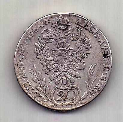 20 крейцеров 1784 Е Австрия Священная Римская Империя