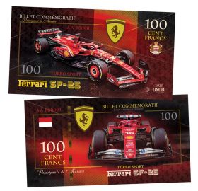 100 франков Монако — Ferrari SF-25. Turbo серия Sport . Памятная банкнота. UNC Oz Msh Ям
