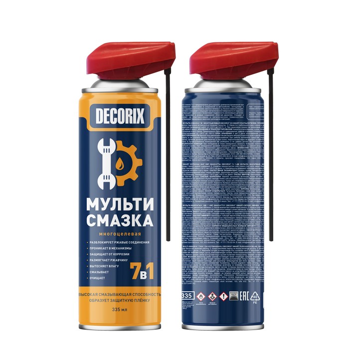 Decorix Аэрозольная мульти-смазка 7 в 1 многоцелевая, со smart-распылителем, объем 335мл.