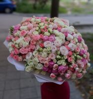 101 пионовидная кустовая роза в упаковке
