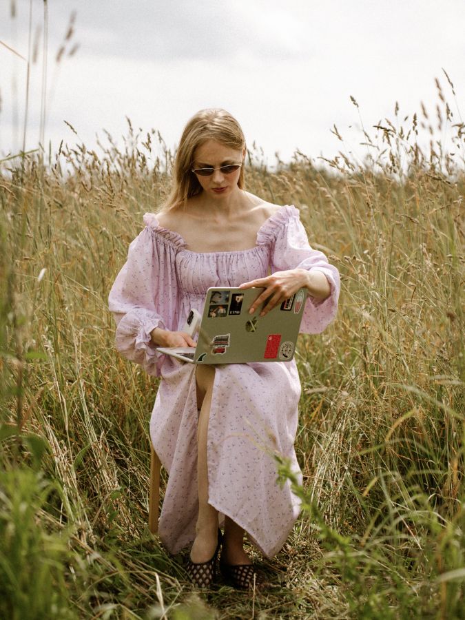 Платье Estate из бамбука сиреневое