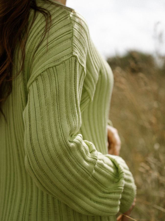 Платье вязаное лайм