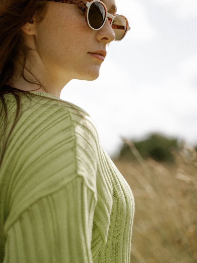 Платье вязаное лайм