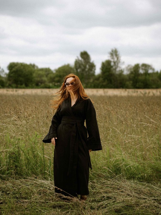 Кимоно из крапивы черное