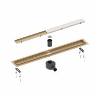 Душевой лоток TIMO Drain System 800 с двусторонней панелью "plate" под плитку, Золото матовое (DS230208/17)