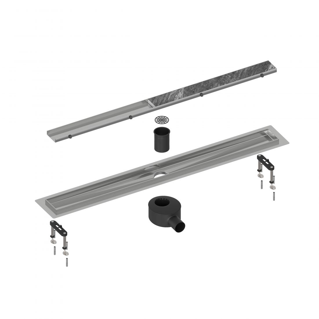 Душевой лоток TIMO Drain System 800 с двусторонней панелью plate" под плитку, Хром (DS230208/00)"
