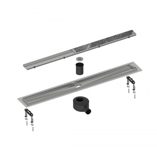 Душевой лоток TIMO Drain System 1000 с двусторонней панелью plate" под плитку, Сатин (DS230210/01)"