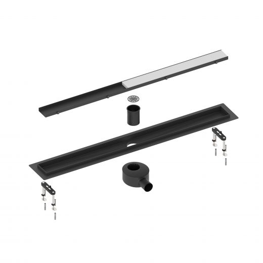 Душевой лоток TIMO Drain System 1000 с двусторонней панелью plate" под плитку, Чёрный (DS230210/03)"