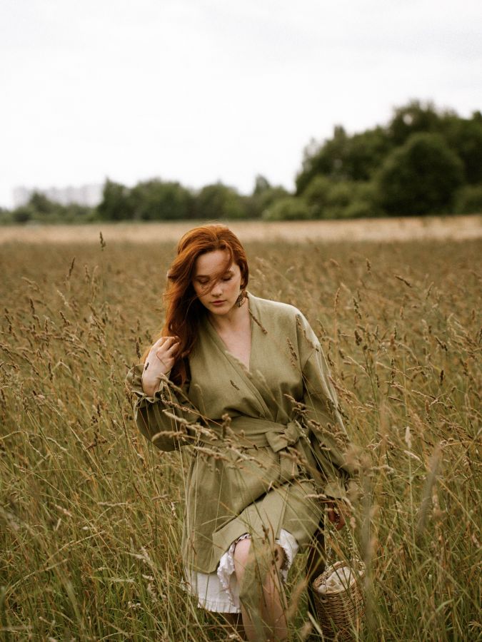 Жакет кимоно из крапивы травяной с регулируемыми рукавами