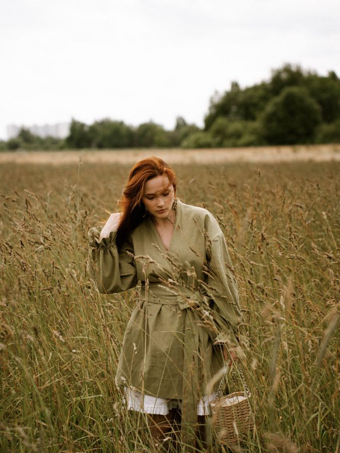 Жакет кимоно из крапивы травяной с регулируемыми рукавами