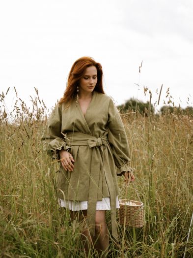 Жакет кимоно из крапивы травяной с регулируемыми рукавами