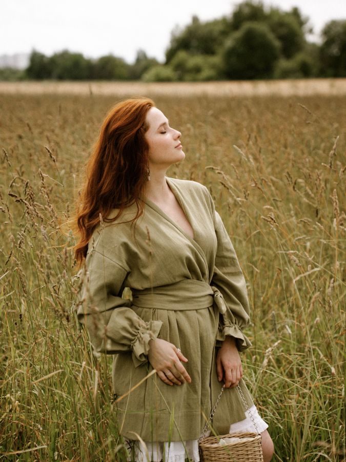 Жакет кимоно из крапивы травяной с регулируемыми рукавами