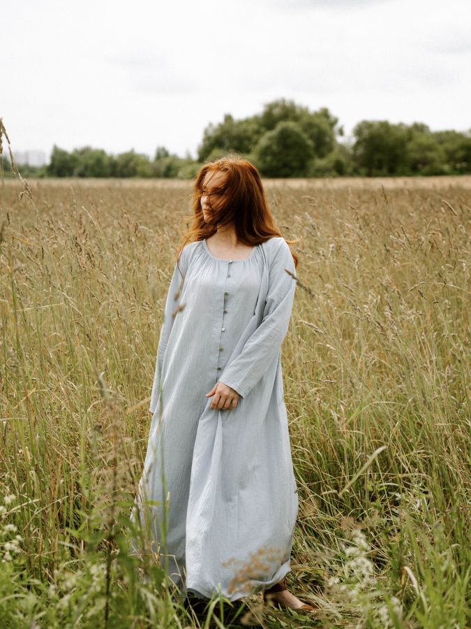 Платье Foresta из хлопка голубое