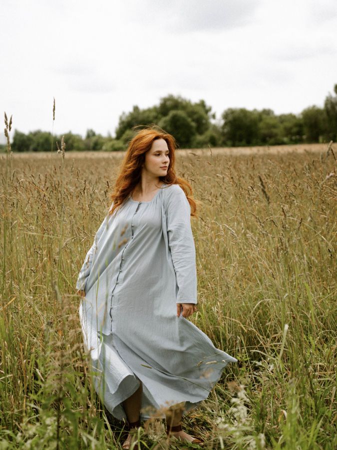 Платье Foresta из хлопка голубое