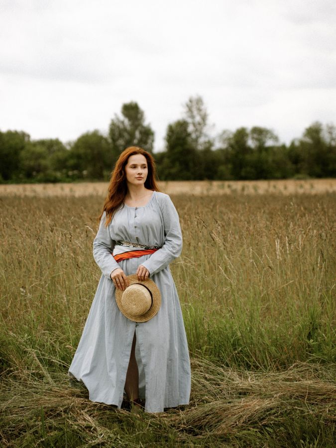 Платье Foresta из хлопка голубое