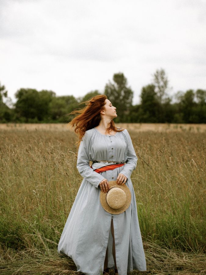 Платье Foresta из хлопка голубое