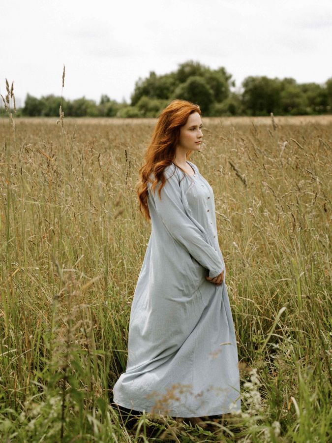 Платье Foresta из хлопка голубое