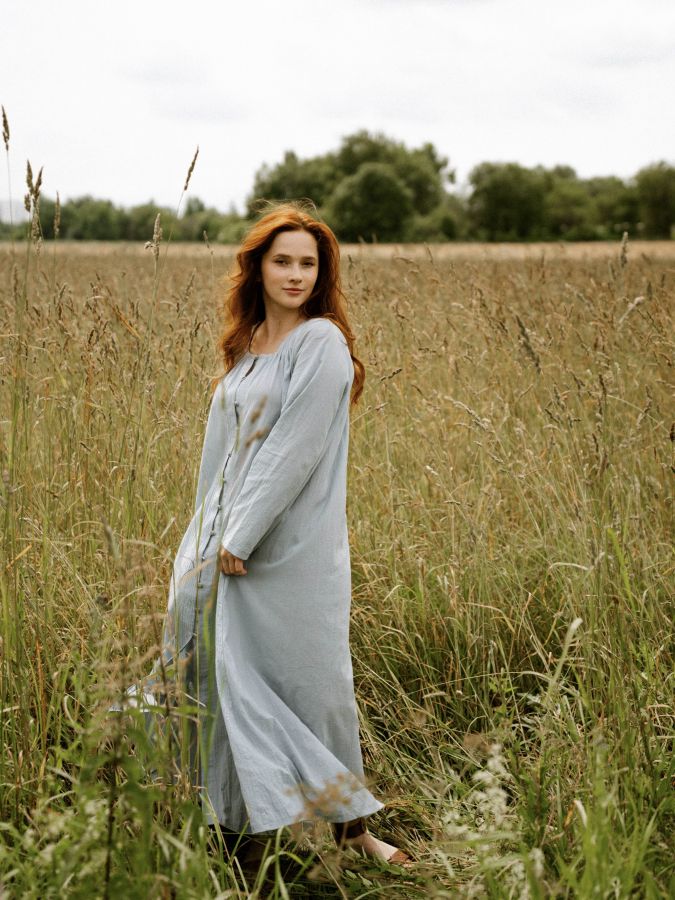 Платье Foresta из хлопка голубое