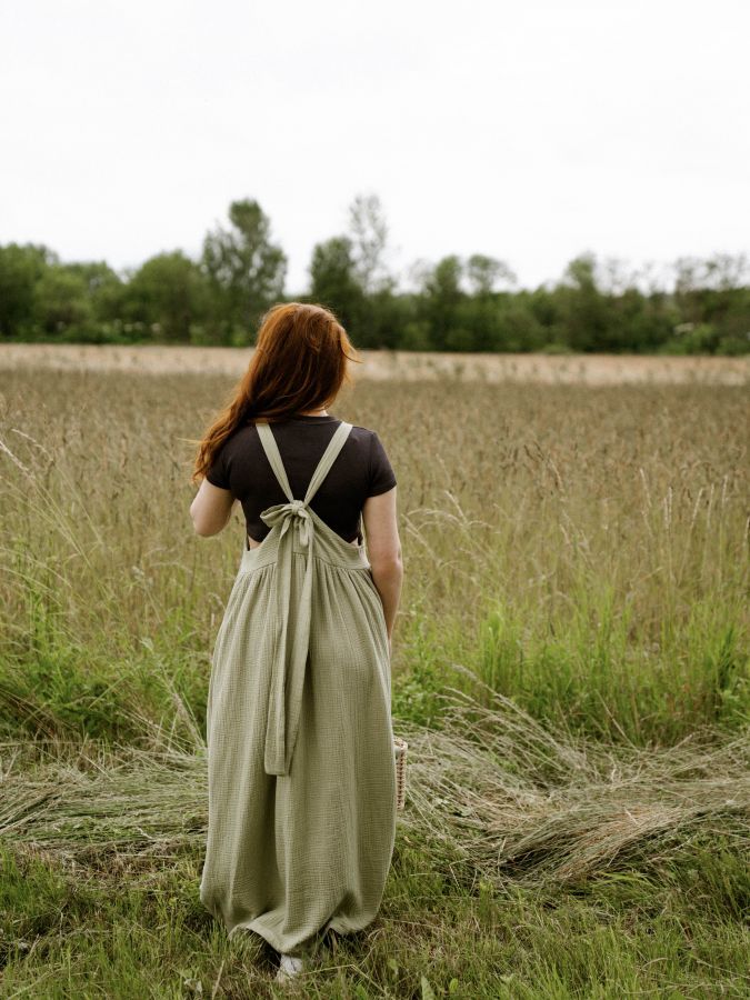 Сарафан из муслина полынь