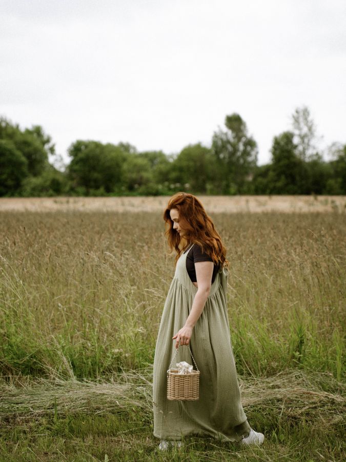 Сарафан из муслина полынь