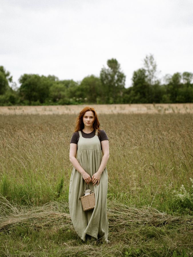 Сарафан из муслина полынь