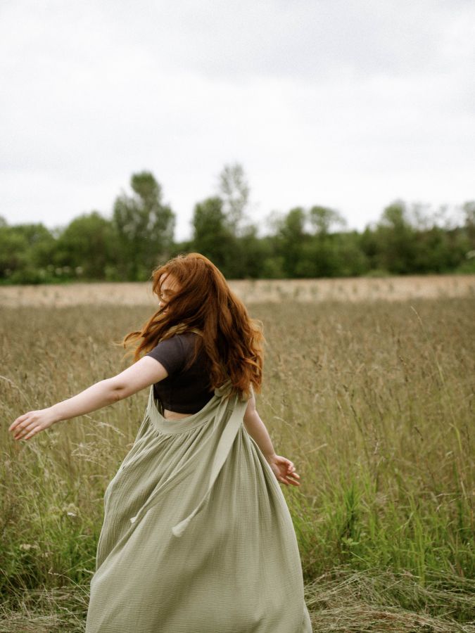 Сарафан из муслина полынь