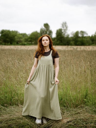 Сарафан из муслина полынь