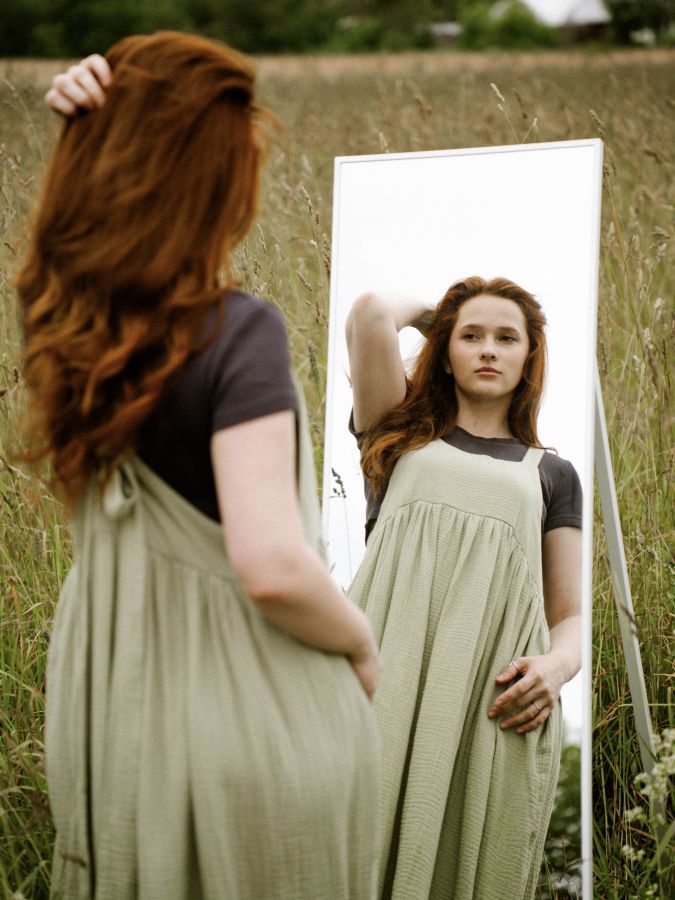 Сарафан из муслина полынь