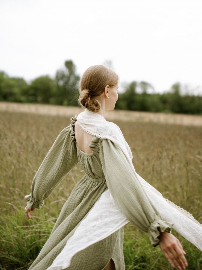 Платье Estate из муслина зеленое