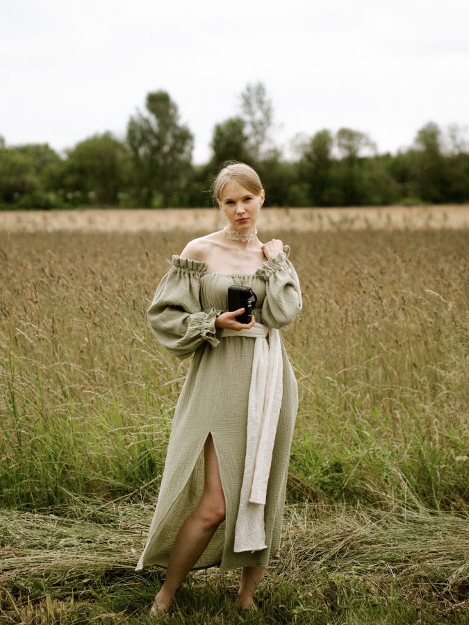 Платье Estate из муслина зеленое